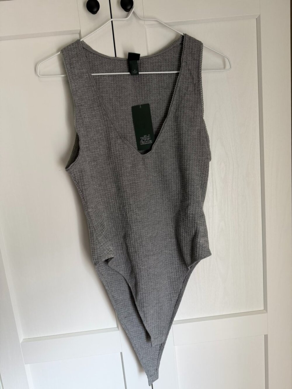 Wild Fable Gray Waffle Knit Bodysuit NWT M